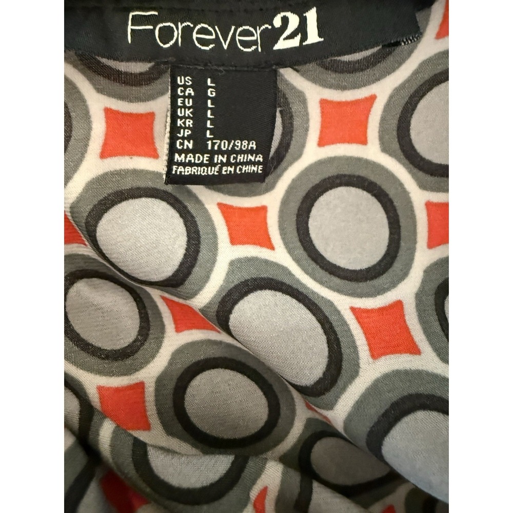 Forever 21 Vintage Y2K Black Red Mixed Media Knit Sweater Geometric Print Back L - Picture 7 of 7
